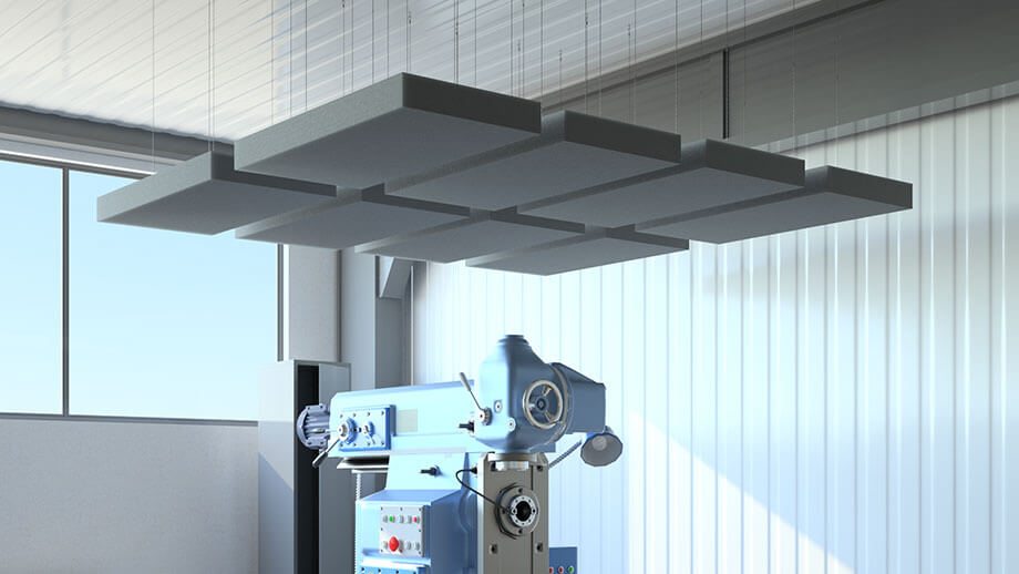 Isolation acoustique d'une machine avec la voile acoustique aixFOAM HORIZON Industry 